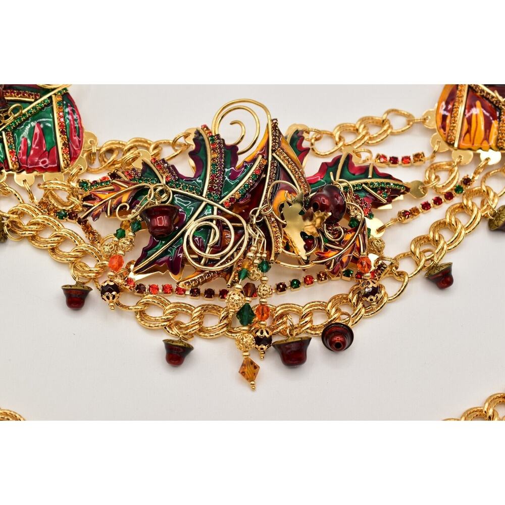 Lunch At The Ritz Autumn Fall Belt Chain Rhinestone Crystal Maple Leaf RARE - Picture 5 of 16